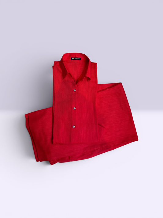 Linevora Women Linen Co-Ord Set – Shirt Style