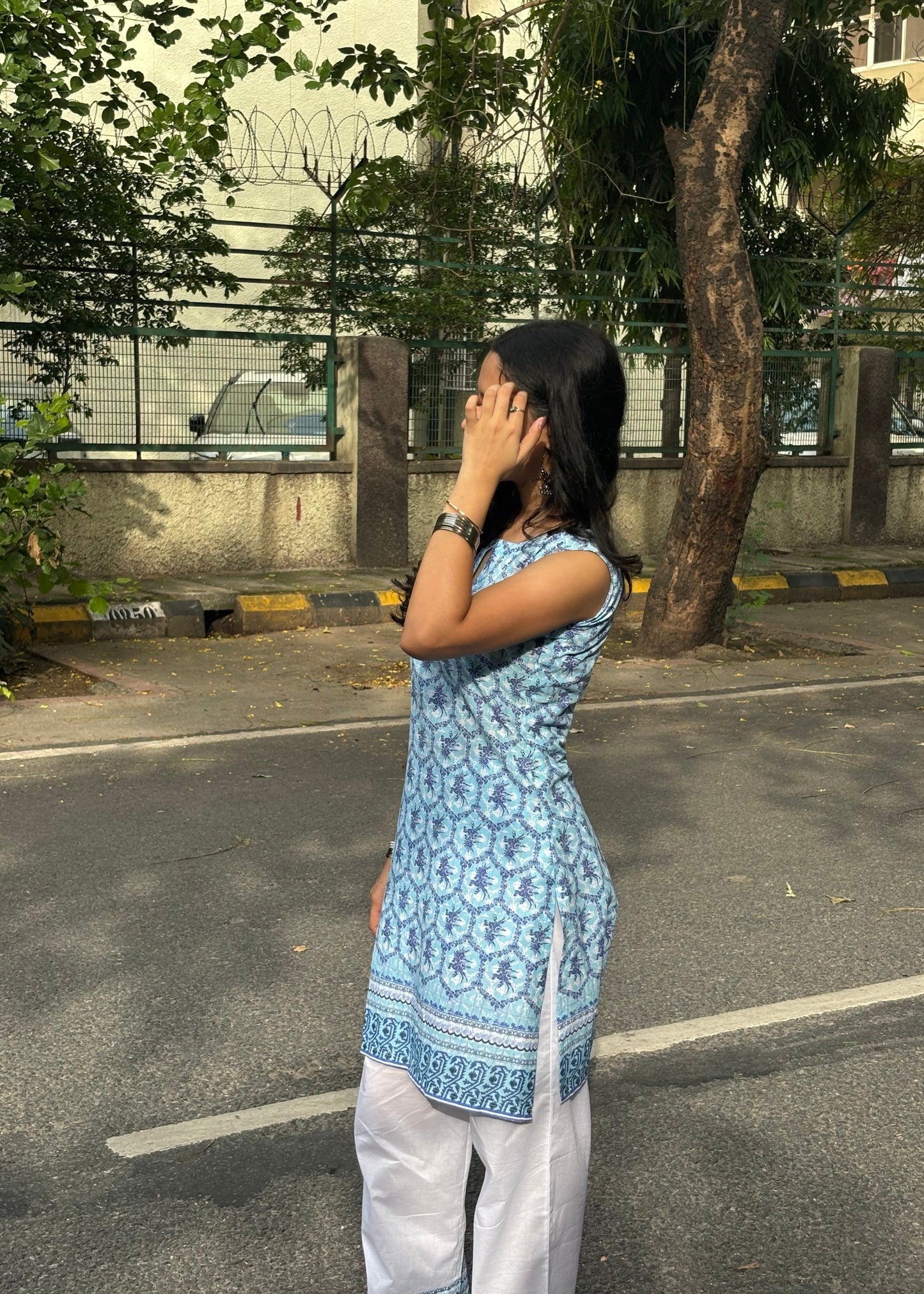 Sky Bloom Printed Cotton Kurta Set for Women | Everyday Ethnic Wear