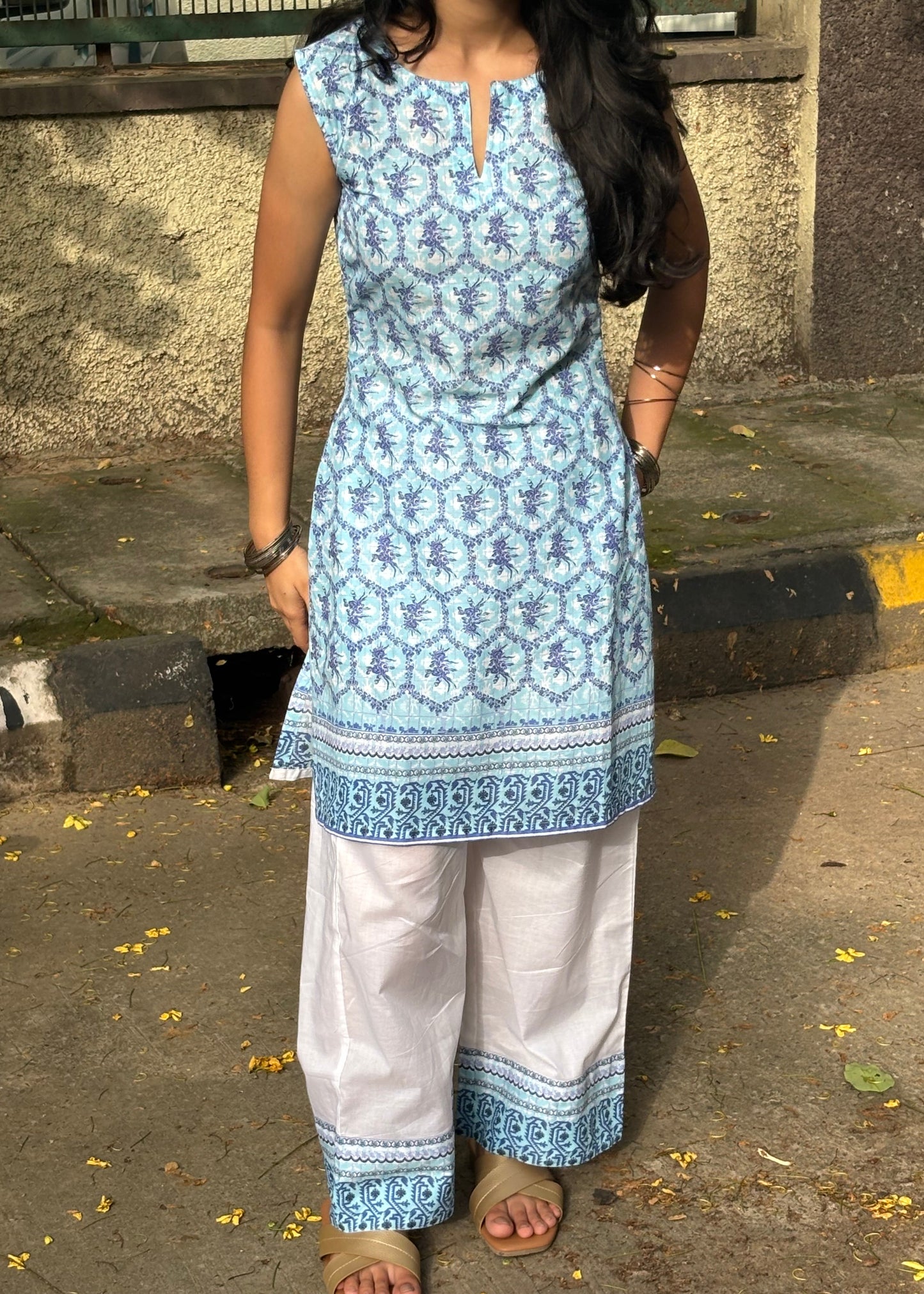 Sky Bloom Printed Cotton Kurta Set for Women | Everyday Ethnic Wear
