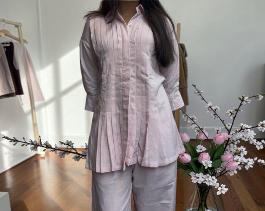 Linevora women blush pleat coord set