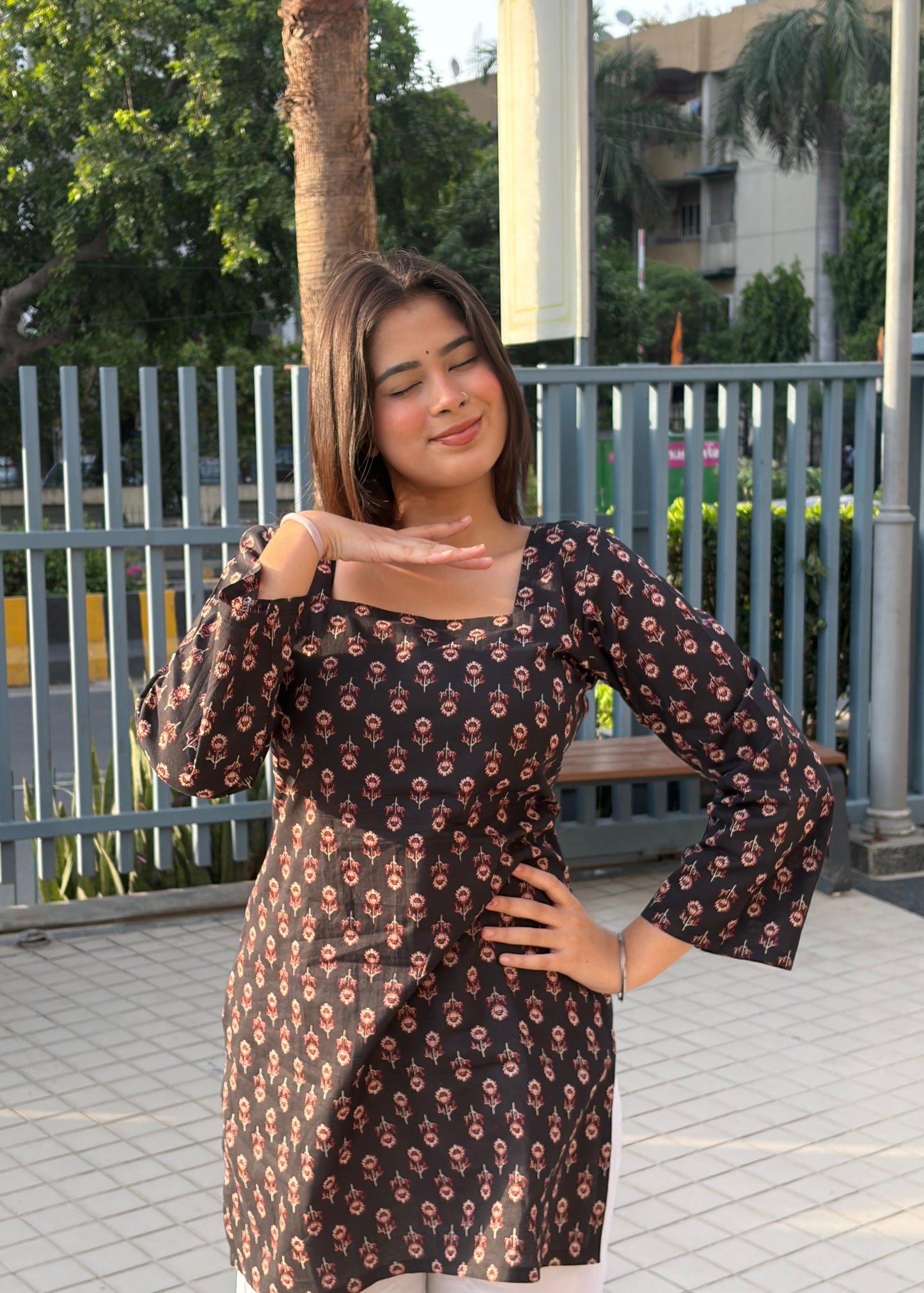 Noir Bloom 100% Pure Cotton Printed Kurti for Women