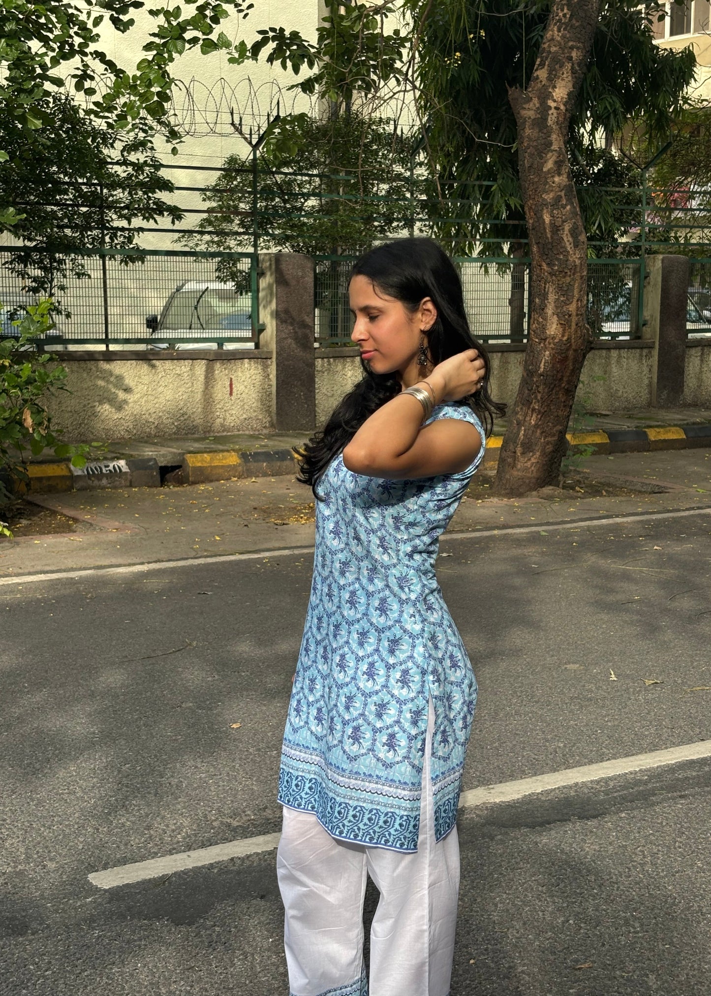 Sky Bloom Printed Cotton Kurta Set for Women | Everyday Ethnic Wear