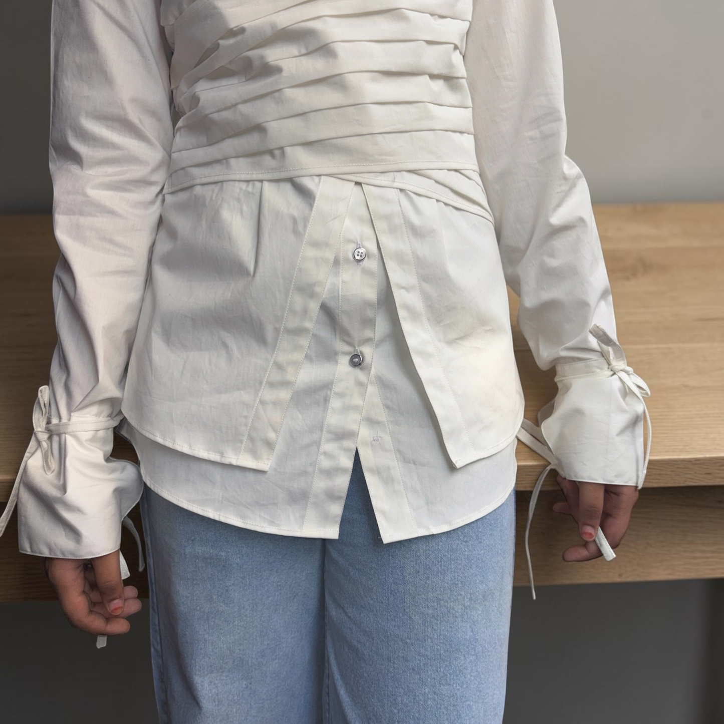 Linevora Women Corset Wrap Shirt – Ivory